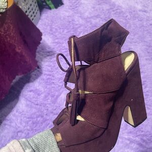 Nine West Deep Burgundy Lace-Up Heels